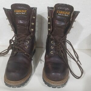Carolina Work Boots Brown Leather Lace Up Oil Resistant Mens‎ Size 9